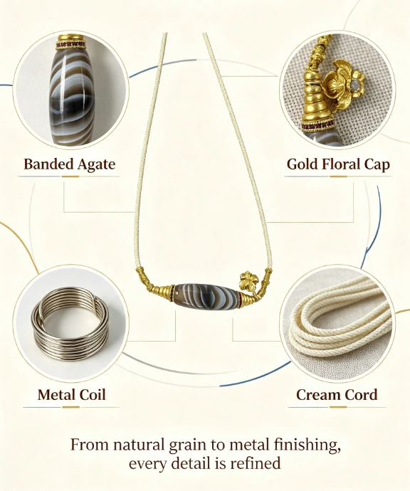 Wealth Eye Dzi Banded Agate Necklace - Image 2