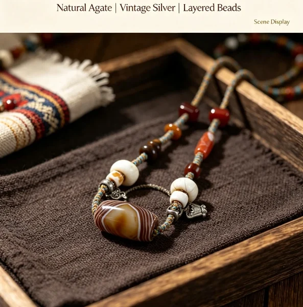 Heavenly Eye Caramel-Core Agate Dzi Necklace