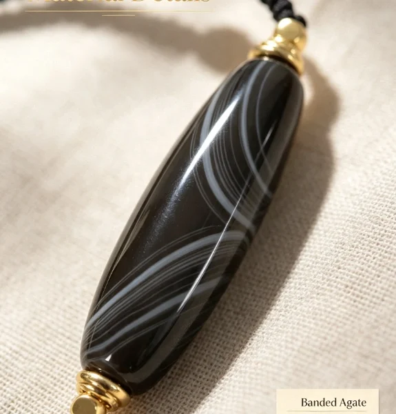 Black Eye Dzi Strength Agate Necklace