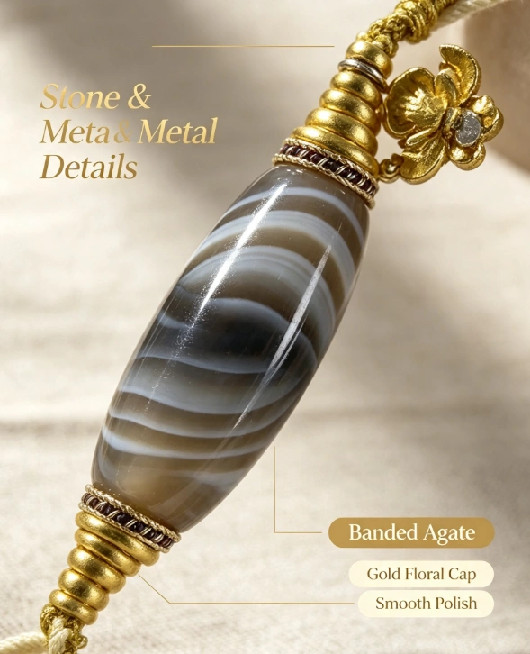 Wealth Eye Dzi Banded Agate Necklace
