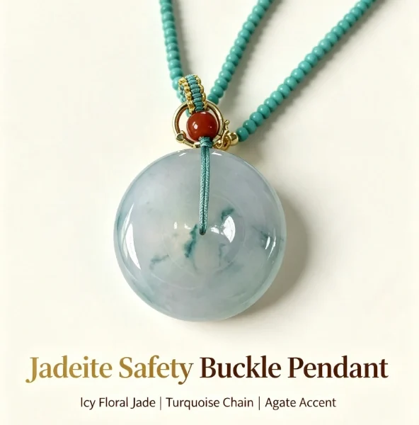 Icy Jadeite Safety Buckle Pendant Necklace
