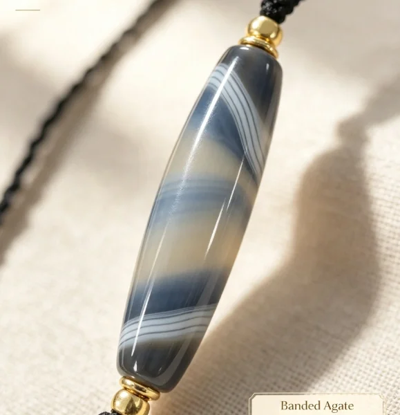 Blue Eye Dzi Wisdom Agate Necklace