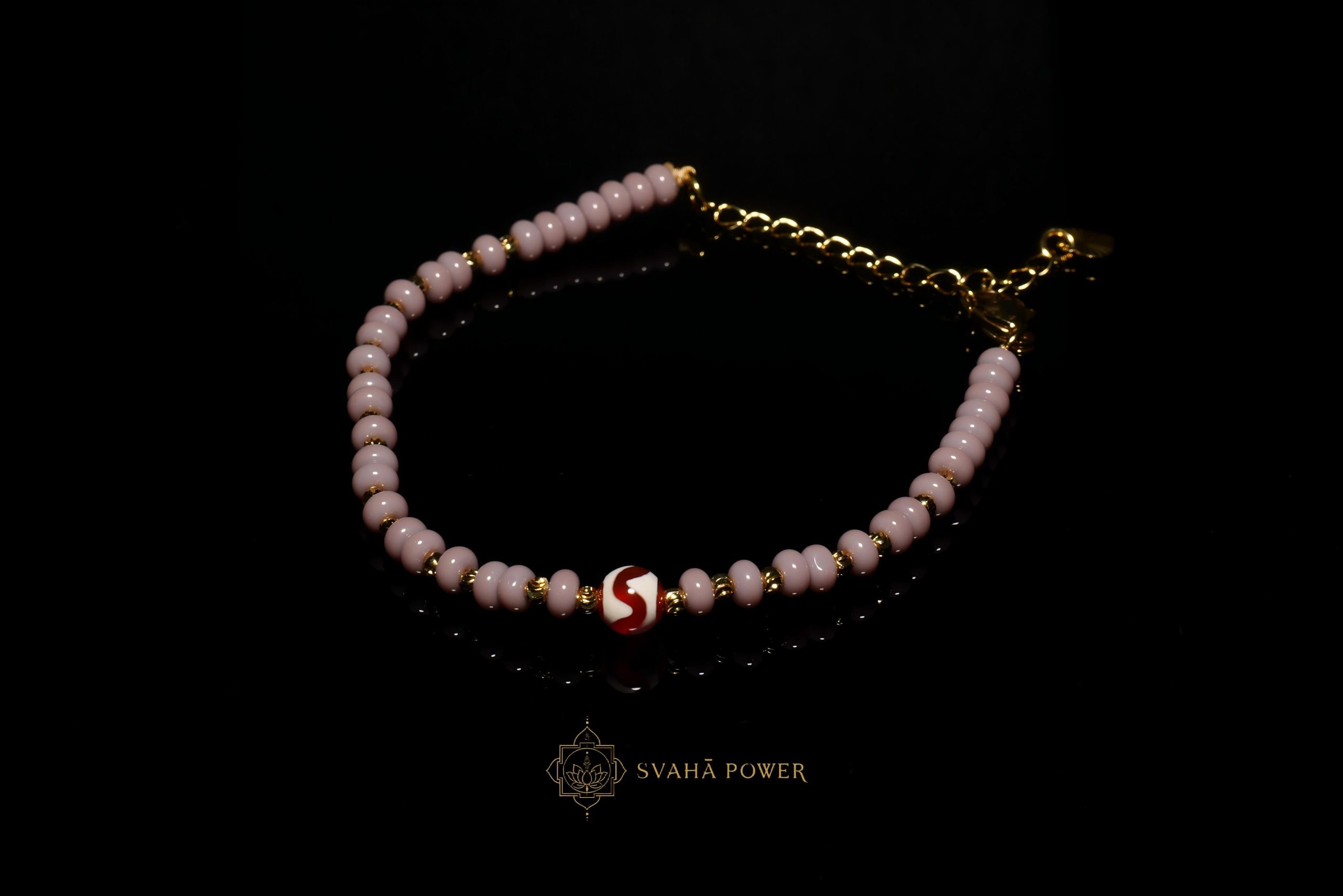 6mm Red Tiger Fang Glass Bead Bracelet - Image 5