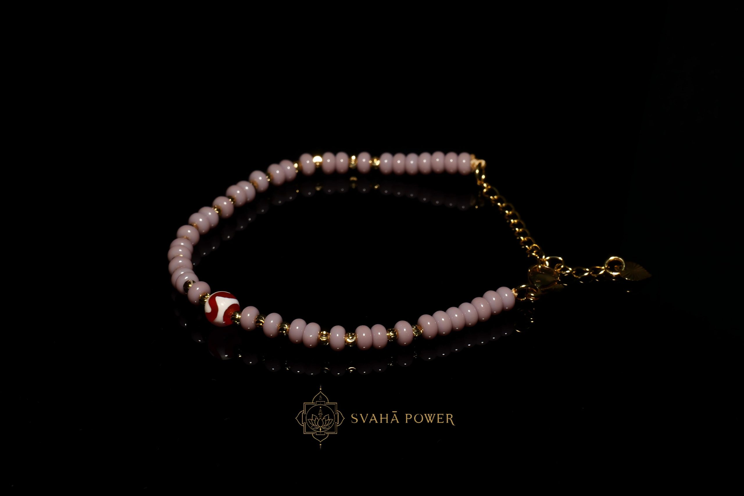 6mm Red Tiger Fang Glass Bead Bracelet - Image 4